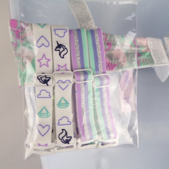 Junior Bra Convertible 32A MD Marbled pink Green 3 sets of straps 2053M - Picture 5 of 6